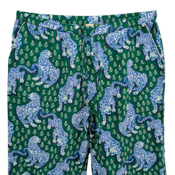 Printfresh Tiger Queen Cropped PJ Pants Womens Blue Jade Organic Cotton Size XL - Picture 4 of 12